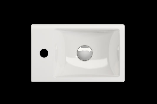 BOCCHI MILANO 14.5" Wall-Mounted Sink Fireclay 1-hole Left Side Faucet Deck With Overflow