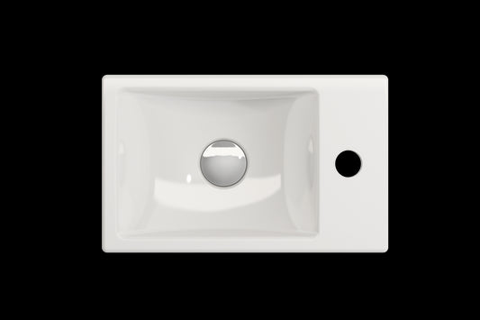 BOCCHI MILANO 14.5" Wall-Mounted Sink Fireclay 1-hole Right Side Faucet Deck With Overflow
