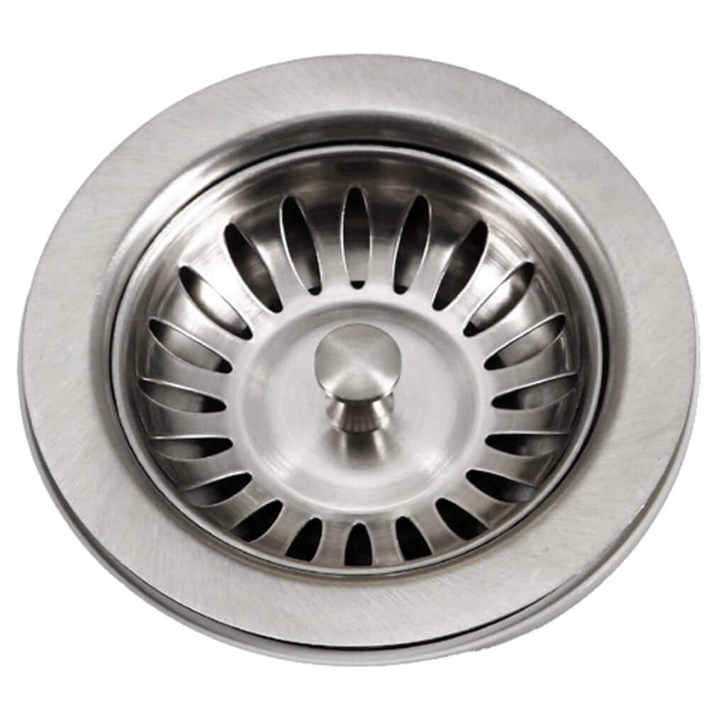 Houzer 3.5" Stainless Steel Basket Strainer - 190-9180 top view showcasing durable stainless steel and sleek design.