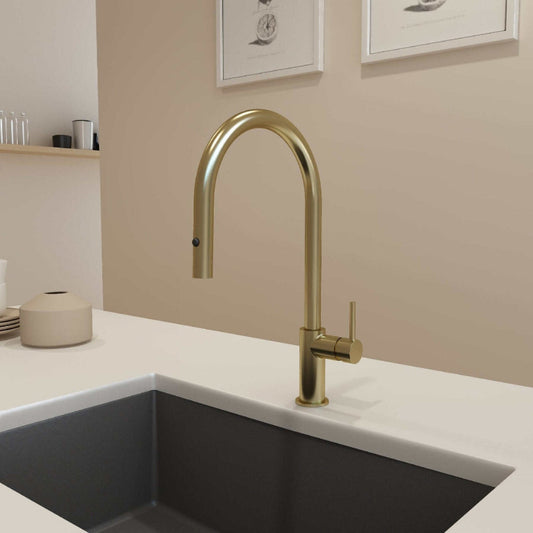 BOCCHI BAVENO DUO Pull-Down Kitchen Faucet in Brushed Gold
