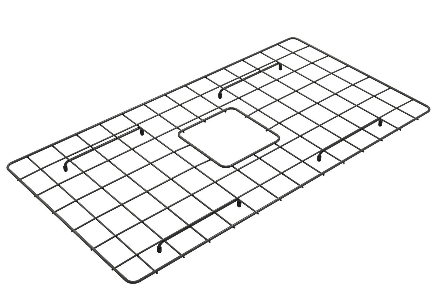 BOCCHI Stainless Steel Sink Grid for 33" Farmhouse Fireclay Sinks - Matte Black finish protecting premium sink surface.