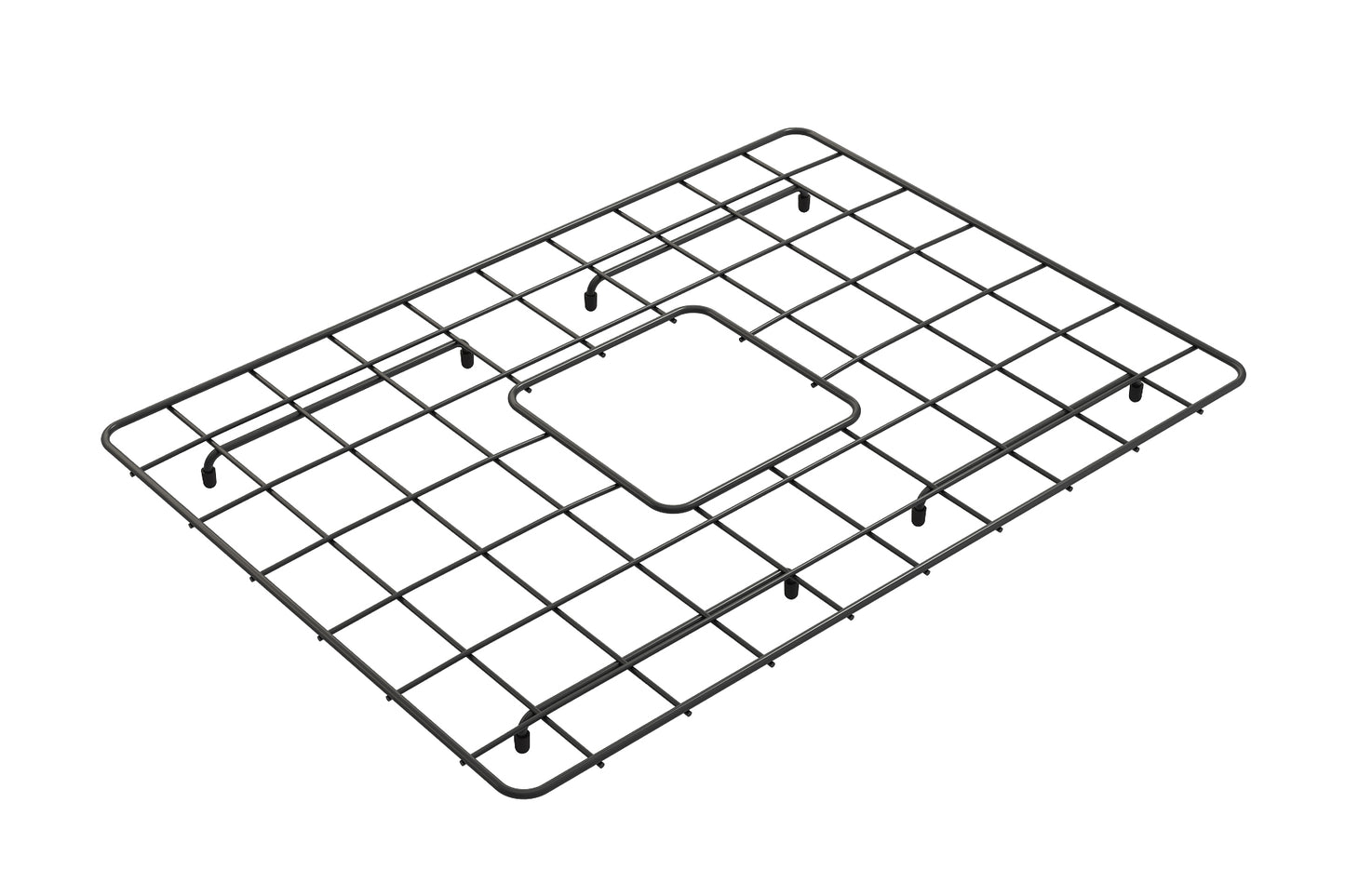 BOCCHI Stainless Steel Sink Grid for Classico 24 Farmhouse Sink in Matte Black, protective kitchen accessory for fireclay sinks.