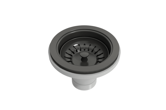 BOCCHI Kitchen Sink Strainer for Fireclay and Granite Sinks in sleek black design.