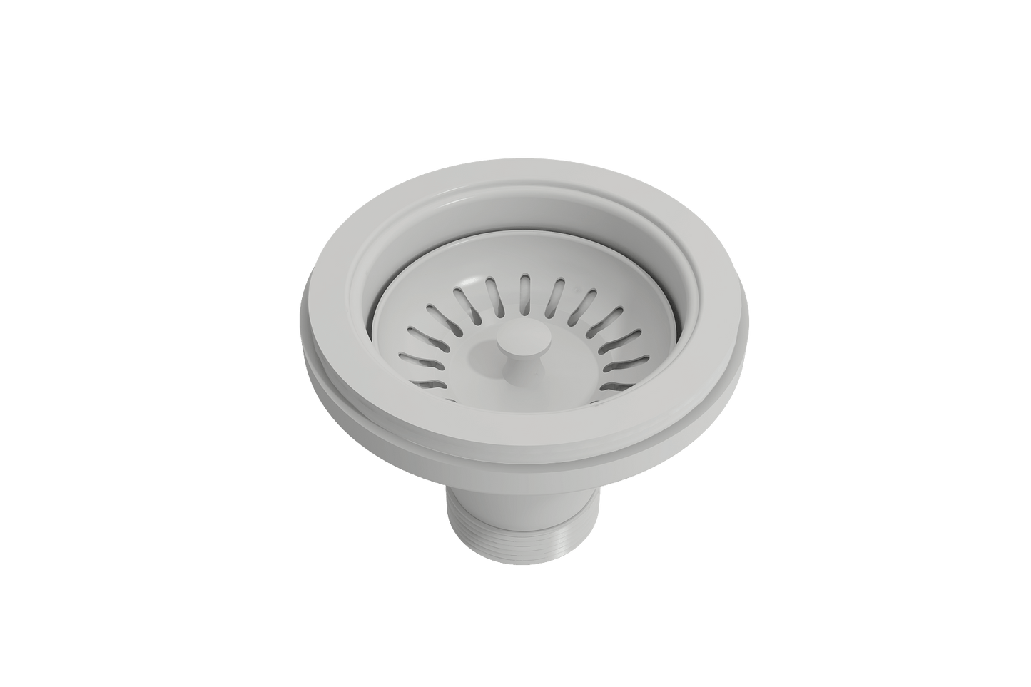 BOCCHI Kitchen Sink Strainer for Fireclay and Granite Sinks in white polymer construction.