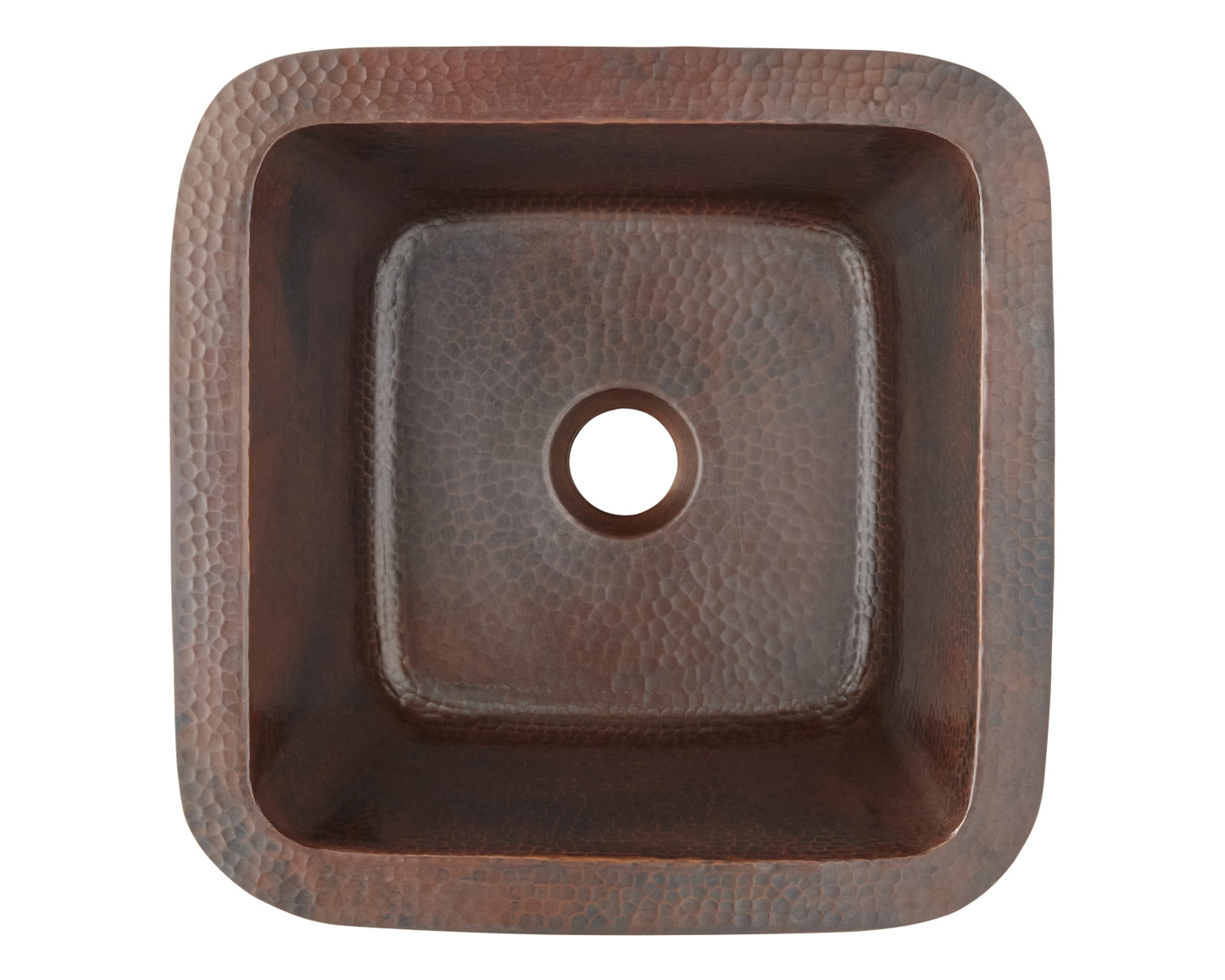 Thompson Tamayo hand-hammered aged copper bar and prep sink 3SBC, overhead view