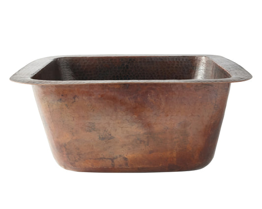 Thompson Tamayo hand-hammered aged copper bar and prep sink 3SBC, front view