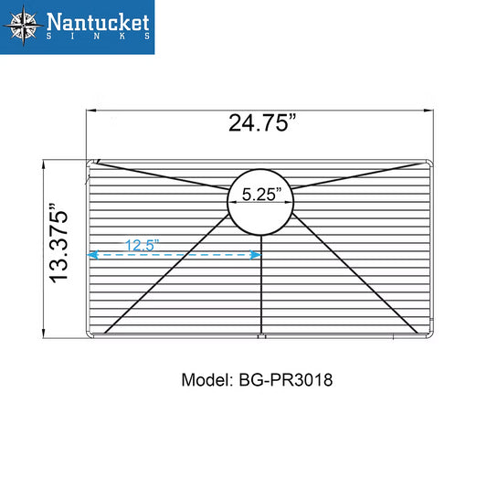 Nantucket Stainless Steel Bottom Grid - BG-PR3018