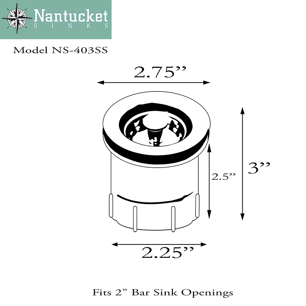 Nantucket Nantucket Junior Duo Bar Sink Drain In Stainless Steel - NS-403SS