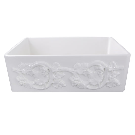 Nantucket FCFS3320S-Grapes fireclay sink, view 2