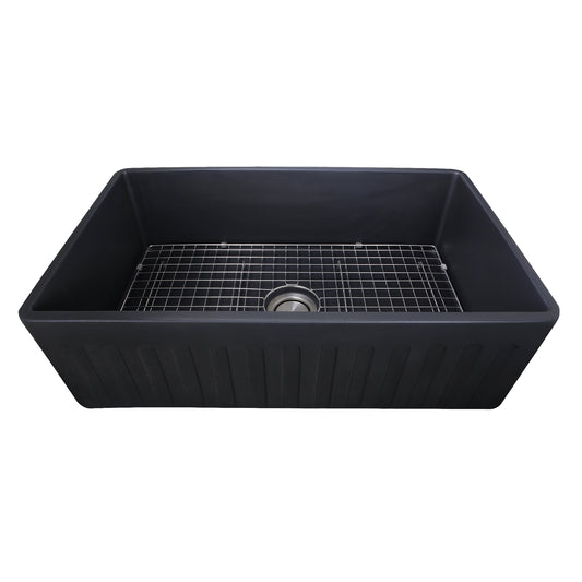 Nantucket FCFS3320S-MatteBlack matte black fireclay farmhouse sink