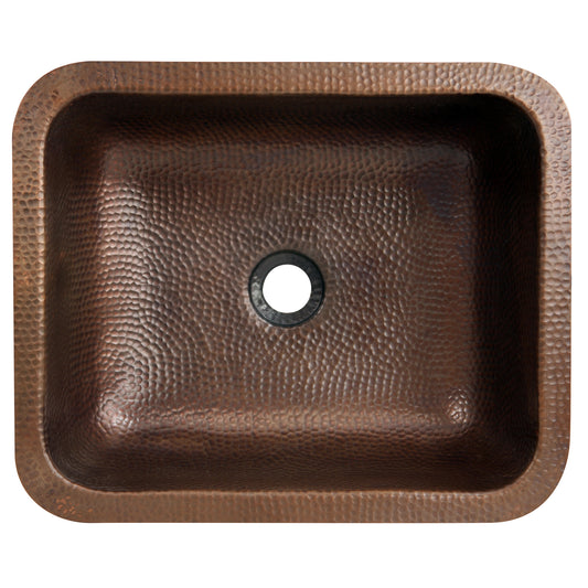 Nantucket 17-inch Hand Hammered Copper Rectangle Bathroom Sink REHC