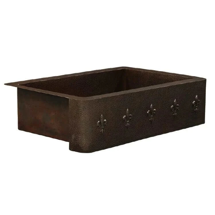 Thompson Kahlo 33" Aged Copper Farmhouse Kitchen Sink - 2KS-AD-4 with elegant design and hand-hammered finish.