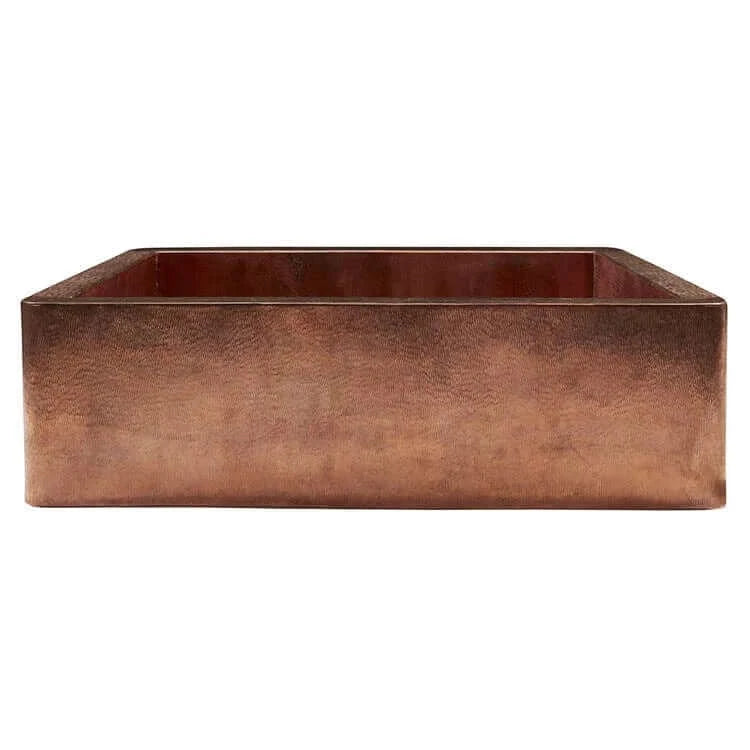 Thompson Kahlo 33" Handcrafted Copper Farmhouse Kitchen Sink - 2KS-RG with rose gold finish and wheat hammered texture.