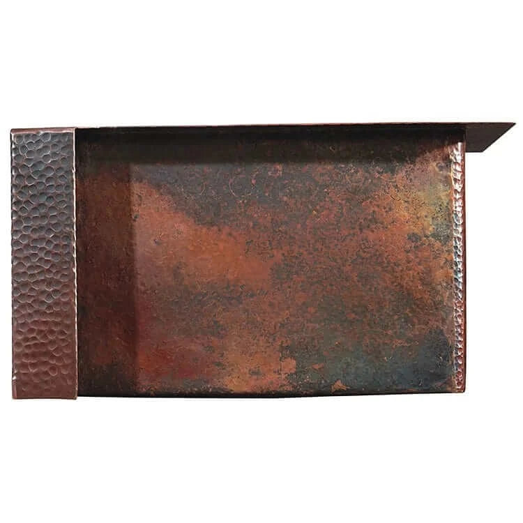 Thompson Kahlo 17" Fleur de Lys Hammered Copper Kitchen Sink - KPA-1715BC showcasing the unique square basin design.