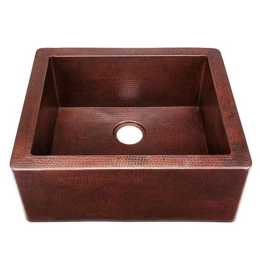 Thompson Cardenas 25" Aged Copper Farmhouse Kitchen Sink - KSA-2522BC, showing the exquisite hand-hammered design.