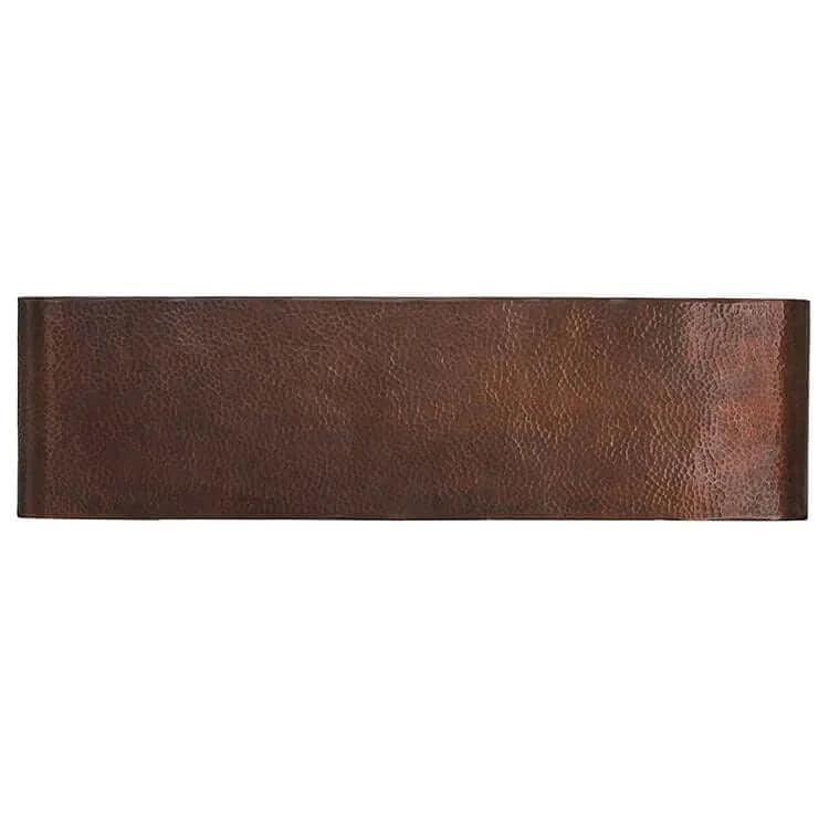 Thompson Quiroga 33" Antique Copper Farmhouse Sink - KSA-3322AH long view showing hand-hammered texture.