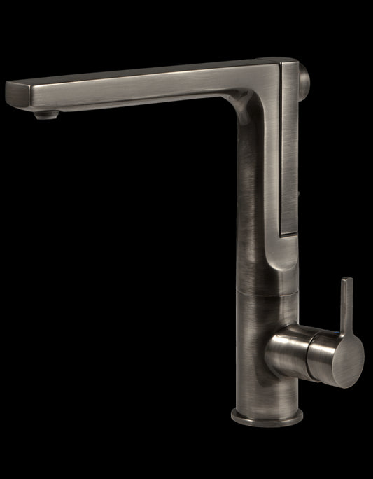 HOUZER ASCEND Matte Black Integrated Single Handle Pull-Up Kitchen Faucet