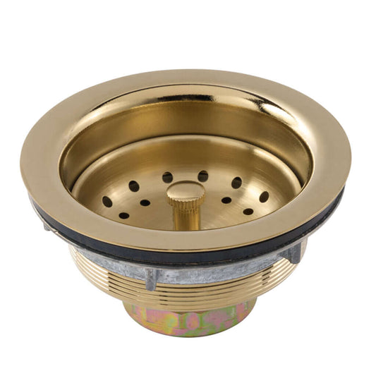 Thompson Traders Antique Satin Gold Basket Strainer - TDB35-SG, precision-matched drain assembly for Quintana Collection.