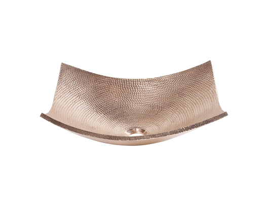 Thompson Arandas 18" Hammered Rose Gold Solid Copper Rectangular Bathroom Sink - NSC-RG