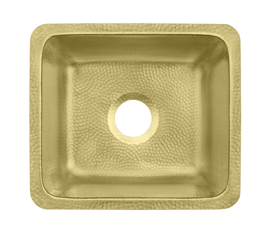 Thompson Rivera hand-hammered semi-satin brass bar and prep sink KPU-1715HPB, top view