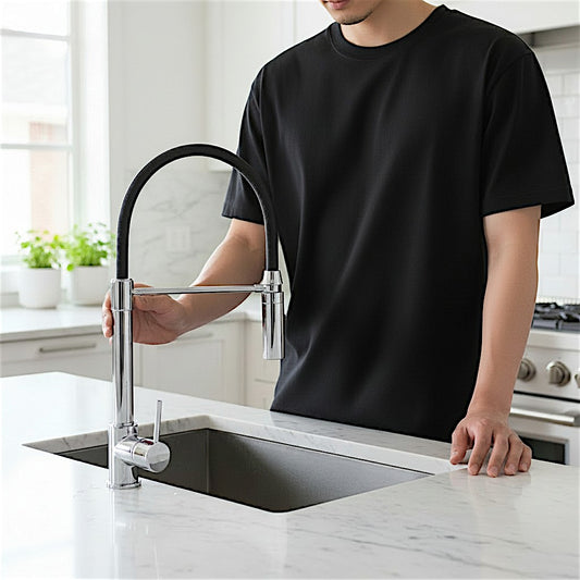 FORTIS Culinary Single Handle Pull-Down Kitchen Faucet in Brushed Nickel