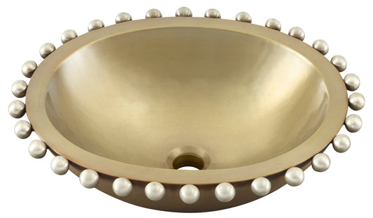 Thompson Altamira Pearl 19" Antique Satin Gold and Burnished Nickel Bathroom Sink - PBC-1815ASG
