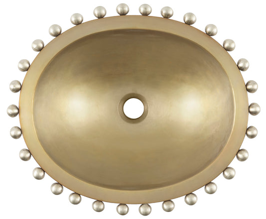 Thompson Altamira Pearl 19" Antique Satin Gold and Burnished Nickel Bathroom Sink - PBC-1815ASG - view 2