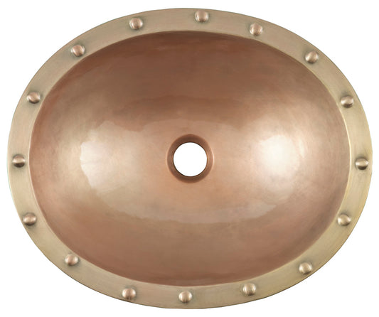 Thompson Altamira Green 17" Antique Satin Gold Oval Bathroom Sink - PBC-1714ASG - view 2