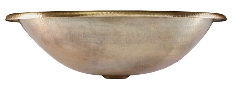Thompson Huacana 19" Antique Satin Gold - 2OASG handcrafted vessel with classic oval shape and hammered finish.