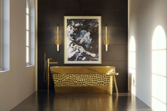 Thompson Tortuga Handcrafted Tub in Satin Brass with a Turtle Shell Inspired Texture - TBT-6028SB-TURTLE