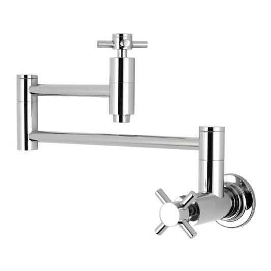 KINGSTON Brass Concord Wall Mount Pot Filler Kitchen Faucet right side view showcasing modern design and functionality.