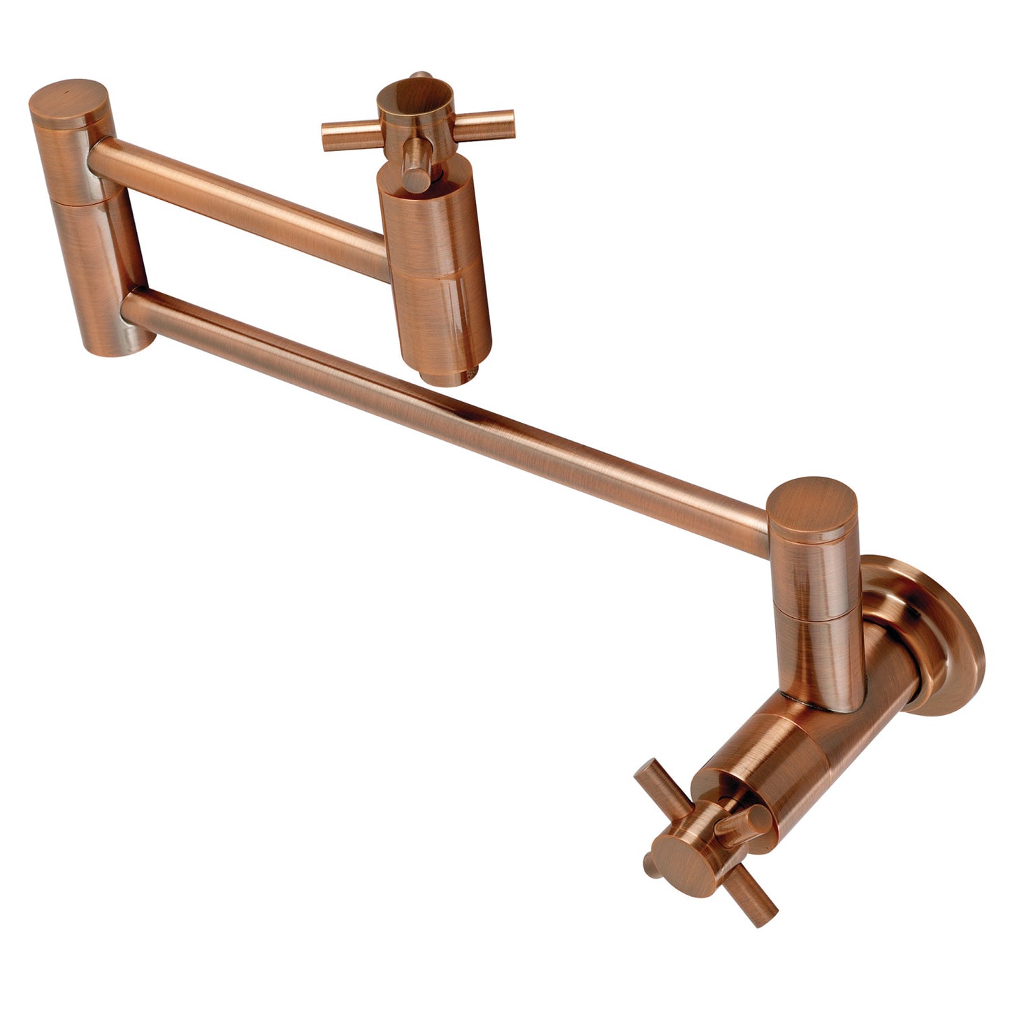 KINGSTON Brass Concord Wall Mount Pot Filler Kitchen Faucet in antique copper finish, showcasing sleek design and robust functionality.