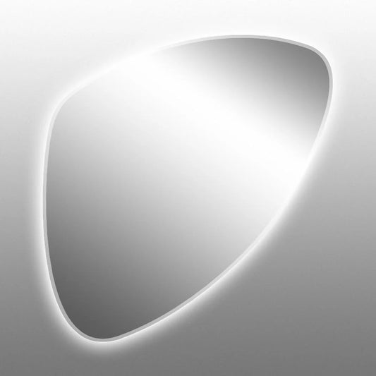 Latoscana 34" x 34" Modern Oval Wall Mirror with LED Illumination - S656S Front View with Soft Glow Illumination