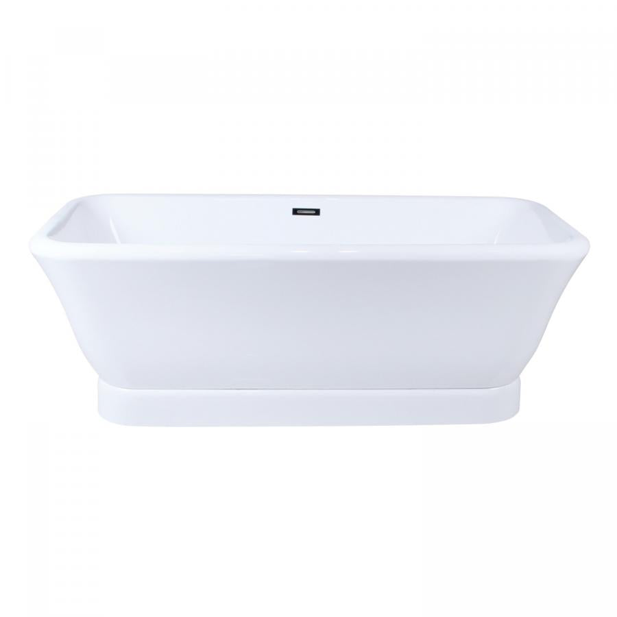 Aqua Eden 71-Inch Acrylic Oval Rectangular Double Ended Pedestal Tub with Drain (No Faucet Drillings) front view