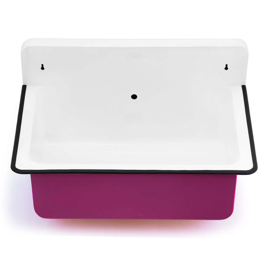 Nantucket 20" Wallmount Bucket Sink With Overflow - Pink - NS-ACBS20OF-PNKW showcasing vintage design and vibrant hot pink color.