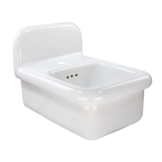 Nantucket 14" Fireclay Wallmount Bath Sink - NS-VCDM14-WW showcasing authentic Italian craftsmanship and vintage design.