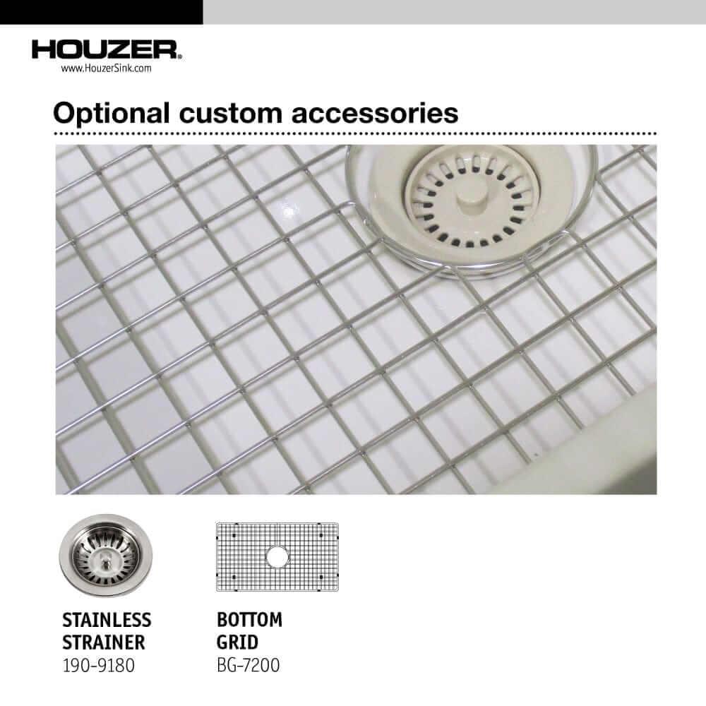 Optional custom accessories for Houzer Platus 33" White Farmhouse Apron Front Fireclay Kitchen Sink, PTG-4300 WH.