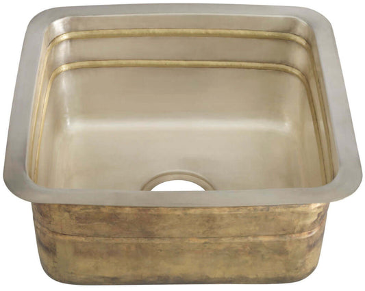 Thompson Quintana Handcrafted Square Bar/Prep Sink in Satin Brass and Burnished Nickel - KCKPU-1715