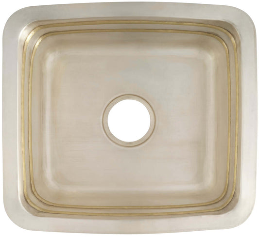 Thompson Quintana Handcrafted Square Bar/Prep Sink in Satin Brass and Burnished Nickel - KCKPU-1715 top view.