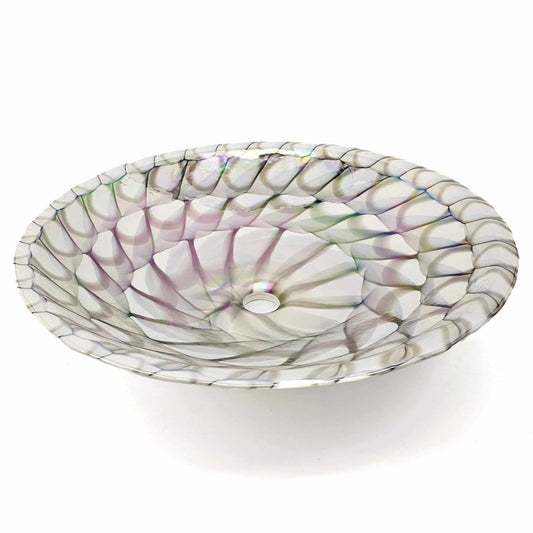 Ruvati Murano 20 inch round glass drop-in bathroom sink in Nautilus Brown, RVB3026