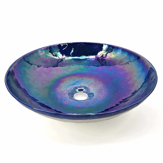 Ruvati Murano 16 inch round glass vessel sink in Celestial Blue, view 2