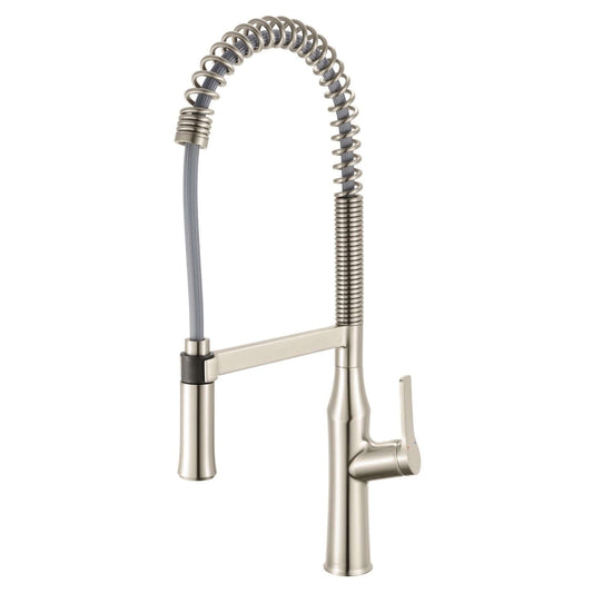 Ruvati RVF1233 Bianca Single-Handle Tall High-Arc Commercial Kitchen Faucet with Pre-Rinse Sprayer in Brushed Nickel finish