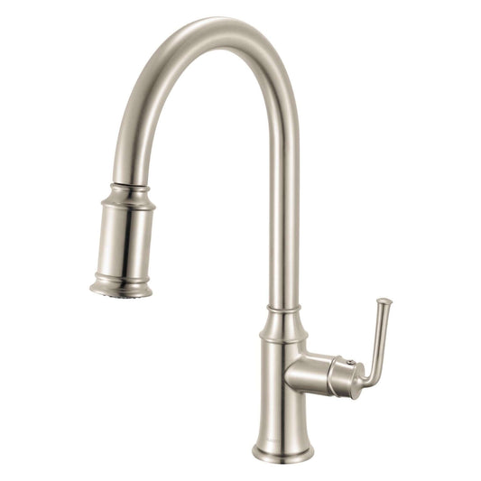 Ruvati RVF1234 Simoni Single-Handle Pull-Down Kitchen Faucet — Traditional Farmhouse Style in brushed gold finish.