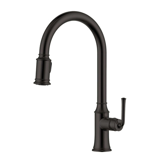 Ruvati RVF1234 Simoni Single-Handle Pull-Down Kitchen Faucet — Traditional Farmhouse Style in Matte Black finish