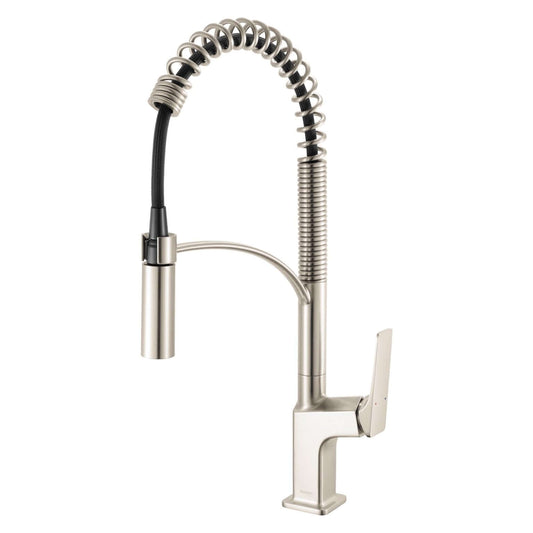 Ruvati RVF1236 Seneca Single-Handle Spring Pull-Down Kitchen Faucet with Pre-Rinse Sprayer in Brushed Gold finish