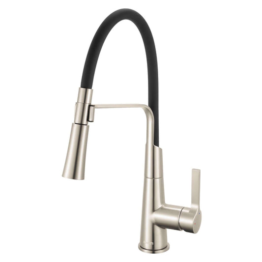 Ruvati RVF1242 Carina Single-Handle Flexible Hose Kitchen Faucet in Stainless and Black