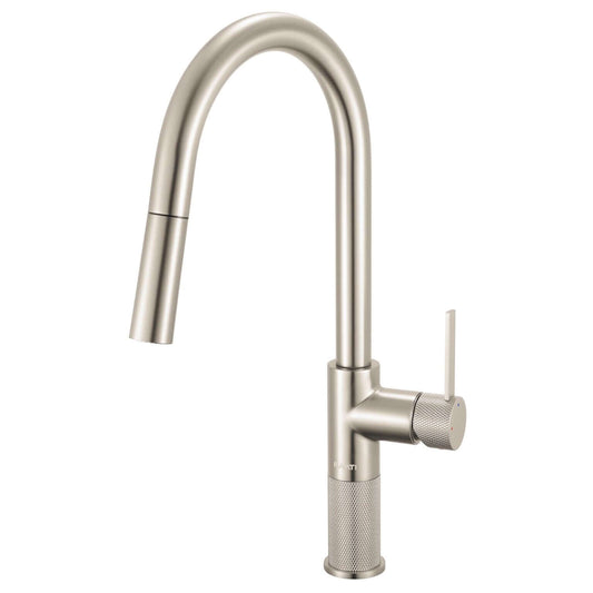 Ruvati RVF1248 Isola Single-Handle Pull-Out Kitchen Faucet with Knurl Detail in Stainless Steel