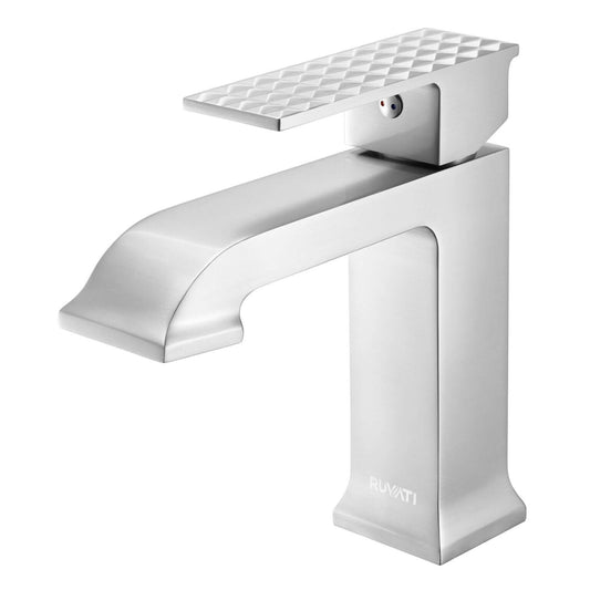 Ruvati RVF5132 Decora Single-Handle Square Bathroom Faucet in Brushed Nickel with unique square design.