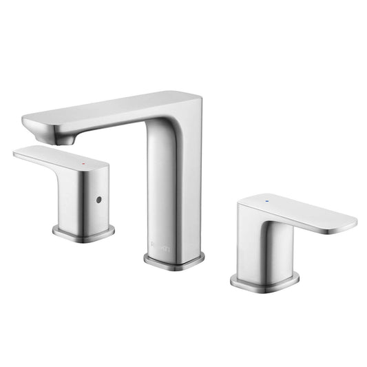 Ruvati RVF5237 Lanai Two-Handle Widespread Bathroom Faucet in Brushed Nickel shown from the front.