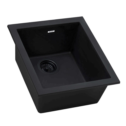 Ruvati epiGranite RVG2016 15" Undermount Single Bowl Wet Bar and Prep Sink in Black finish.